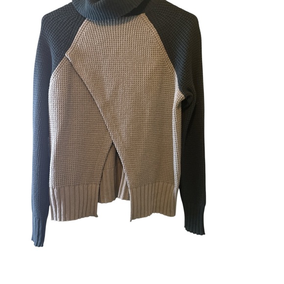 NWT Madewell Sweater Womens Sz Small Turtleneck Two Tone Green Criss Cross Back - Picture 2 of 4